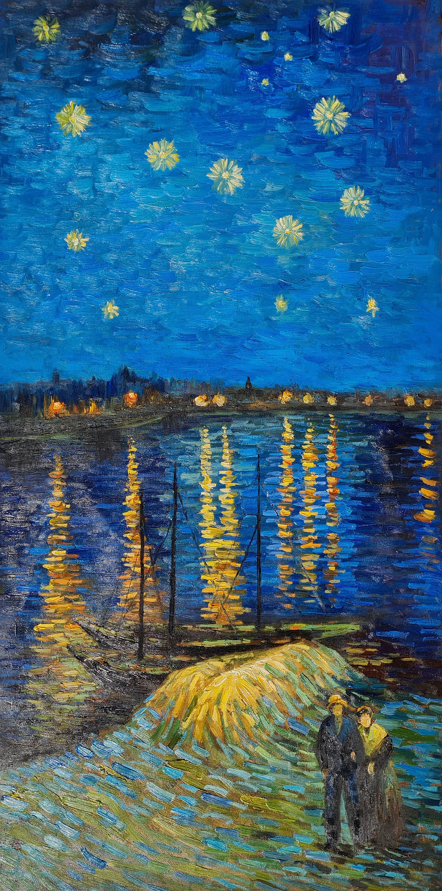 フィンセント・ファン・ゴッホ作「星月夜」、ローヌ川の星月夜 55 x