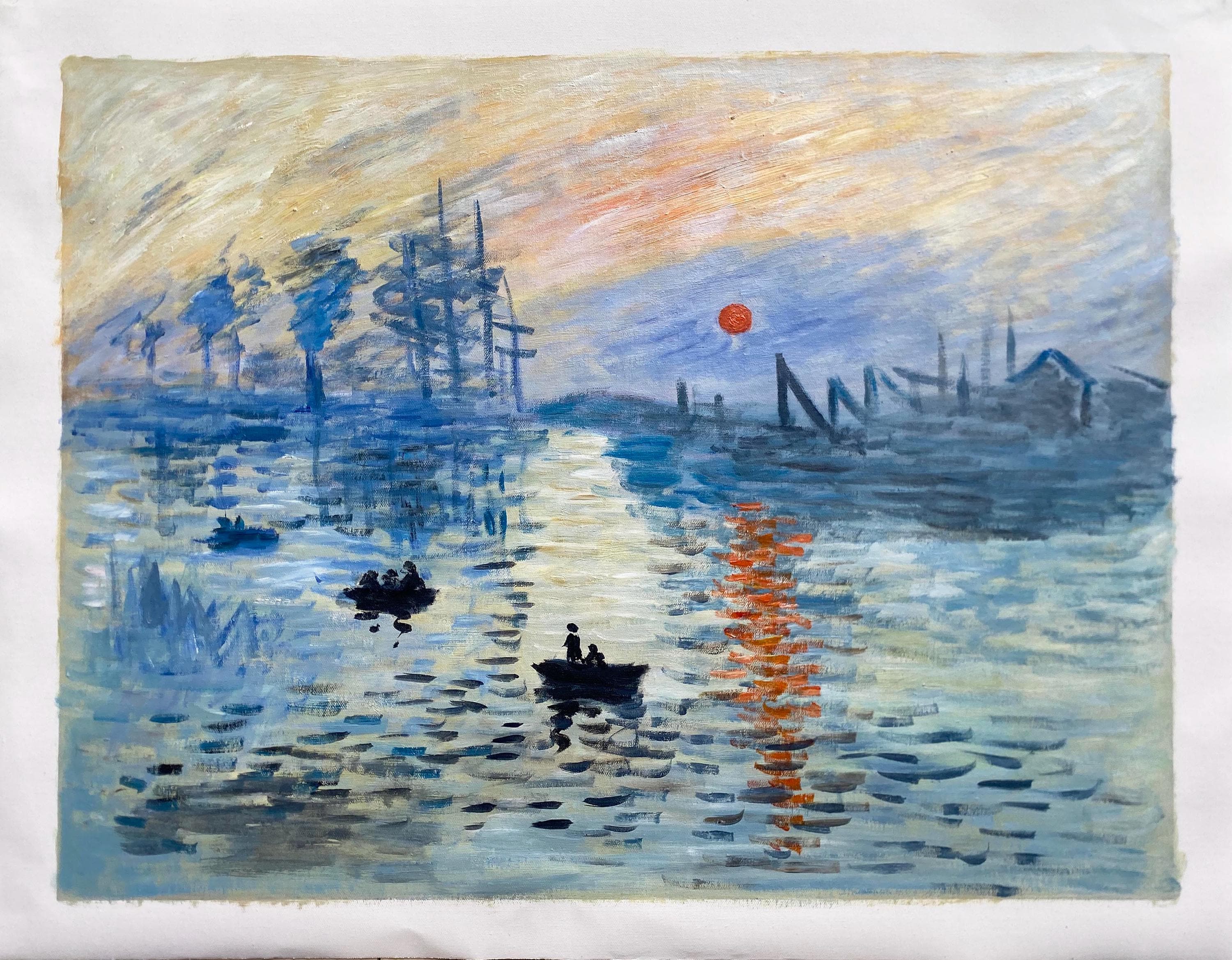 CM = クロード・モネ、印象、日の出、日の出 手描き油絵壁画複製