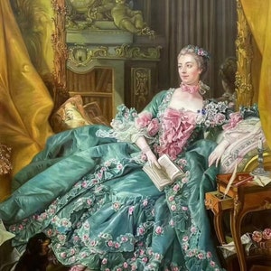 François Boucher - Madame de Pompadour HANDMADE Reproduction Handgefertigt Ölgemälde DE1