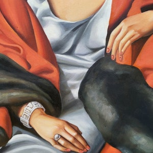 Tamara de Lempicka Portrait de Mme Boucard 60 x 90 cm Reproduction Huile sur toile peinte à la main Peinture à l'huile Art Déco DE1 rouge5 image 4