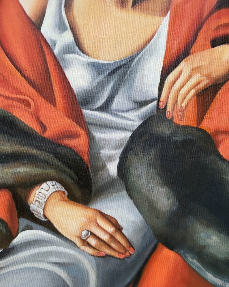 Tamara de Lempicka Portrait de Mme Boucard 60 x 90 cm Reproduction Huile sur toile peinte à la main Peinture à l'huile Art Déco DE1 rouge5 image 4