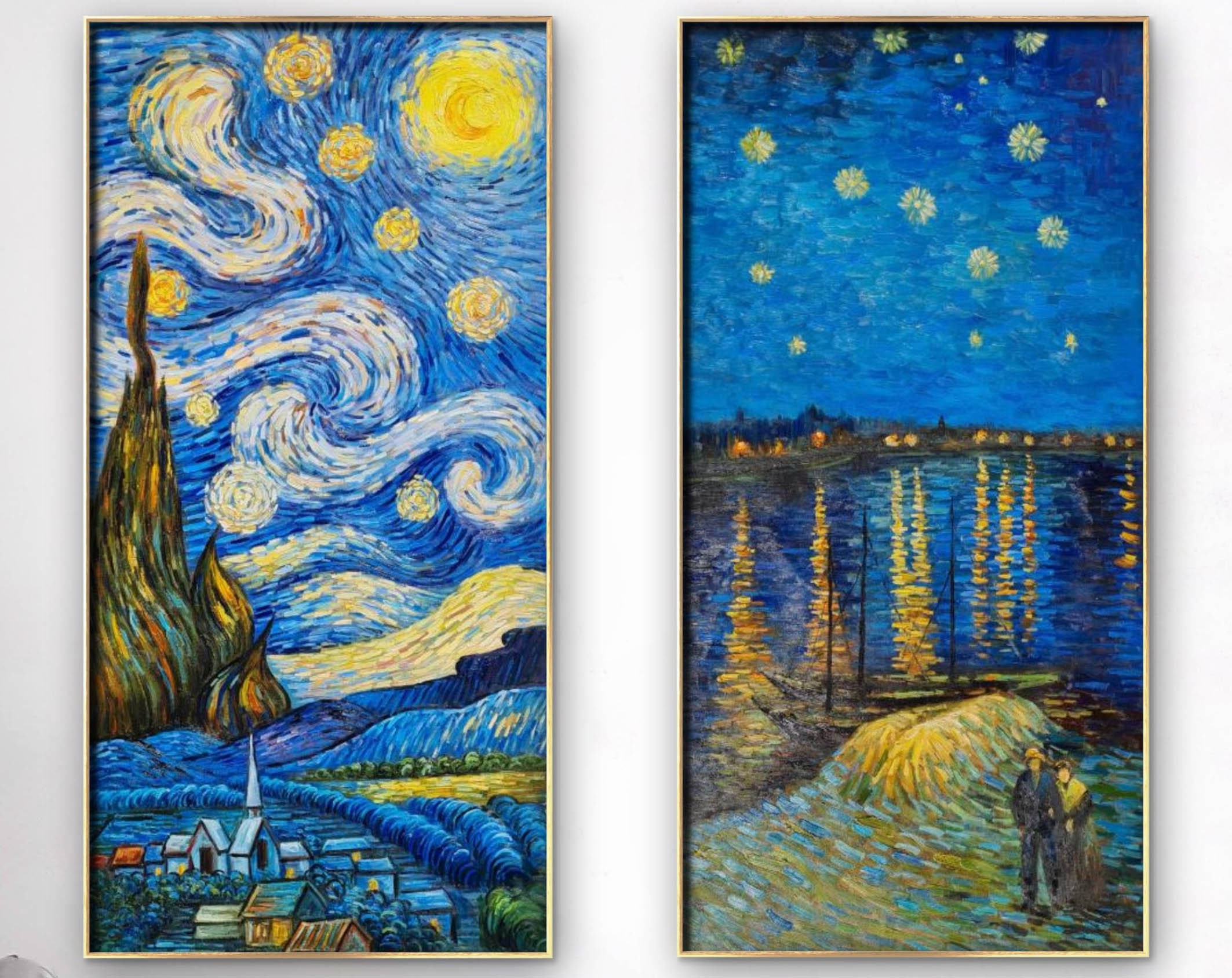 Vincent van Gogh De sterrennacht, sterrennacht boven de Rhône 55 x 110 cm  reproductie op linnen canvas handgeschilderd olieverfschilderij DE1 xxd100  - Etsy België, image size:2126x1687
