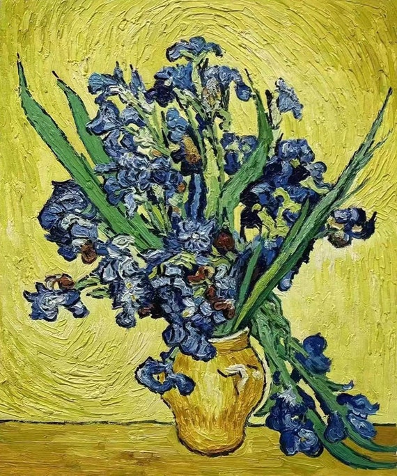 ヴィンセント・ファン・ゴッホ - 黄色の背景にアイリスの花瓶 50
