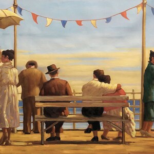 Jack Vettriano La jetée Peinture à l'huile faite à la main sur toile Reproduction Travail manuel Peinture à l'huile de qualité supérieure DE1 150 65x90cm stretched