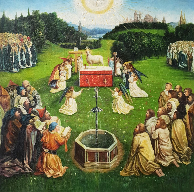 Jan van Eyck  Ghent Altarpiece Adoration of Mystic Lamb image 1