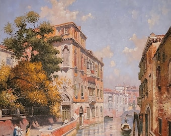Franz Unterberger - Una veduta a Venezia Rio S. Marina 60 x 90 cm Venezia Dipinto ad olio su tela Dipinto a olio artigianale DE1 lxx270