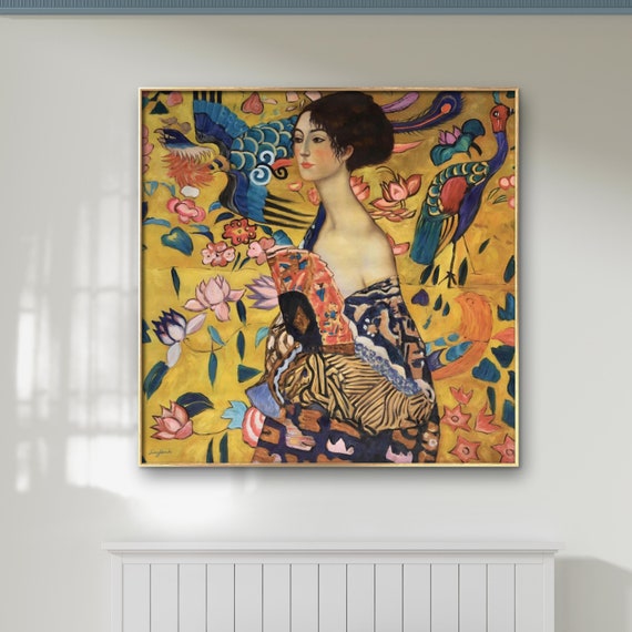 クリムト 扇をもつ夫人 絵画