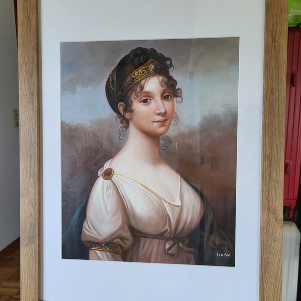 Josef Maria Grassi - Königin Luise von Preußen, Queen Louise of Prussia Handbemaltes Ölbild Reproduktion DE1 zjc180