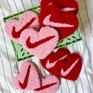 SWOOSH MUG RUGS. Hand-made punch needle coasters