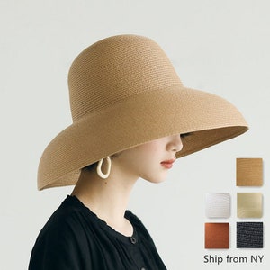 Hepburn Style Wide Brim Straw Sun Hat, Beach Vacation