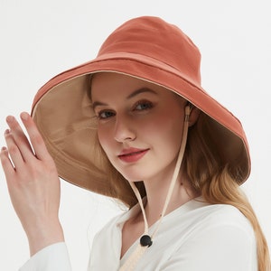 Foldable Wide Brim 5" Sun Hat Women Bucket Floppy 100% Cotton Sunhat, summer hat, fishing hat with drawstring, gardening hat, gift for her