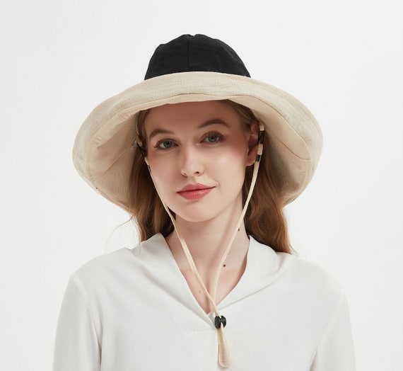 Foldable Wide Brim 5 Sun Hat Women Bucket Floppy 100% Cotton
