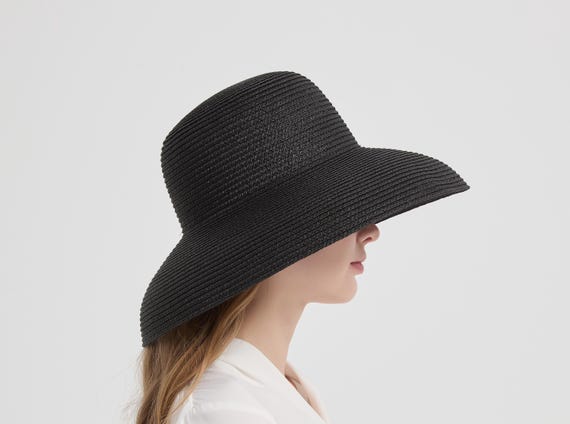 Soprattutto Cappelli Women Wide Brim Hat Hepburn Style Black Vegetal Fibre Italy ef392782-a063-4c5e-b36a-  main image 4