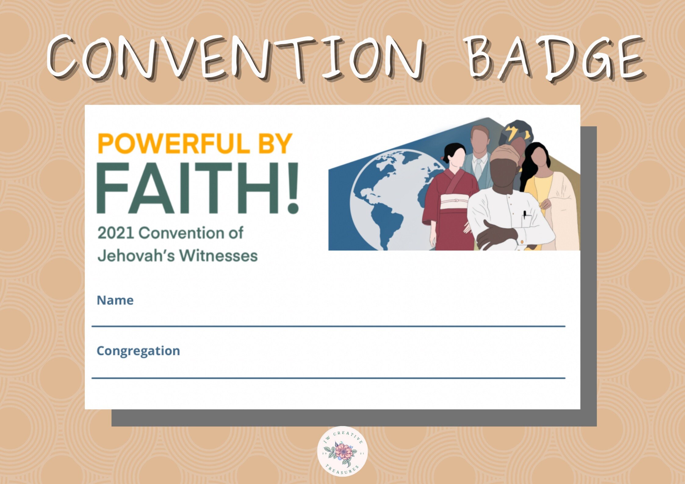 JW 2021 Convention Badge, 2021 Powerful by Faith convention Badges