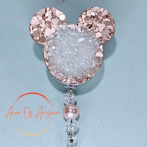 Mouse badge reel, Faux druzy badge reel, Retractable ID badge reel, Work badge reel, Badge reel nurse, Badge reel accessories, Teacher gift