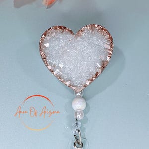 Faux druzy badge reel, Retractable badge reel, Work badge reel, Resin geode badge reel, Badge reel nurse, Medical student gift, Nurse gift