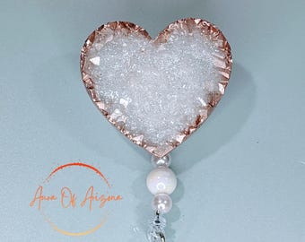 Faux druzy badge reel, Retractable badge reel, Work badge reel, Resin geode badge reel, Badge reel nurse, Medical student gift, Nurse gift