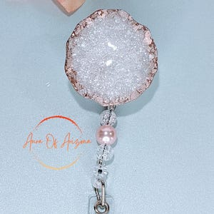 Retractable ID badge reel, Work badge reel, Faux druzy badge reel, Resin geode badge reel, Badge reel nurse, Medical worker gift, Nurse gift