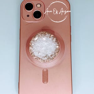 Rose Gold Resin Druzy Phone Grip, Geode Style
