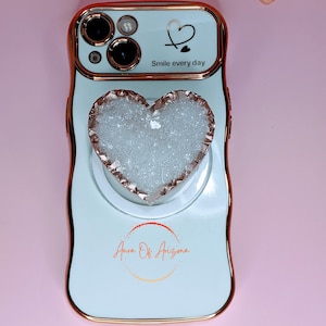 Resin Geode Phone Grip, Phone Accessories, Druzy Phone Grip, Geode Phone Grip, Phone Stand Cute, Heart Phone Grip, Cell Phone Holder