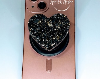 Resin Geode Phone Grip, Phone Accessories, Druzy Phone Grip, Geode Phone Grip, Phone Stand Cute, Heart Phone Grip, Tablet Grip Holder
