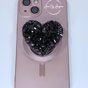Resin geode phone grip, Phone accessories, Druzy phone grip, Geode phone grip, Phone stand cute, Heart phone grip, Tablet grip holder
