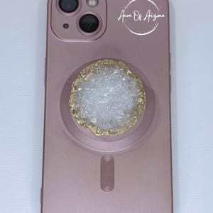Gold Resin Druzy Phone Grip, Geode Style