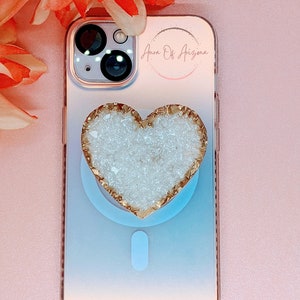 Resin Geode Phone Grip, Phone Accessories, Druzy Phone Grip, Geode Phone Grip, Phone Stand Cute, Heart Phone Grip, Tablet Grip Holder