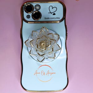 Resin Lotus Flower, Phone Accessories, Gold Phone Grip, Flower Phone Grip, Phone Stand Cute, Lotus Phone Grip, Tablet Grip Holder