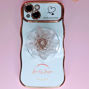 Resin Lotus Flower, Phone Accessories, Gold Phone Grip, Flower Phone Grip, Phone Stand Cute, Lotus Phone Grip, Tablet Grip Holder