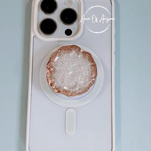 Rose Gold Resin Druzy Phone Grip, Geode Style