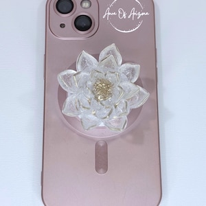 Resin Lotus Flower, Phone Accessories, Gold Phone Grip, Flower Phone Grip, Phone Stand Cute, Lotus Phone Grip, Tablet Grip Holder