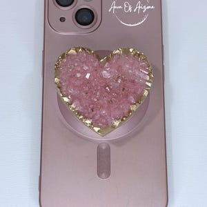 Resin geode phone grip, Phone accessories, Druzy phone grip, Geode phone grip, Phone stand cute, Heart phone grip, Tablet grip holder
