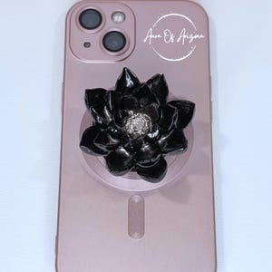 Resin Lotus Flower, Phone Accessories, Gold Phone Grip, Flower Phone Grip, Phone Stand Cute, Lotus Phone Grip, Tablet Grip Holder