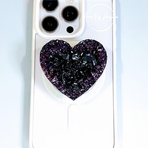 Resin geode phone grip, Phone accessories, Druzy phone grip, Geode phone grip, Phone stand cute, Heart phone grip, Tablet grip holder