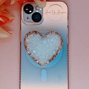 Resin Geode Phone Grip, Phone Accessories, Druzy Phone Grip, Geode Phone Grip, Phone Stand Cute, Heart Phone Grip, Cell Phone Holder