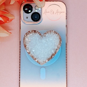 Resin Geode Phone Grip, Phone Accessories, Druzy Phone Grip, Geode Phone Grip, Phone Stand Cute, Heart Phone Grip, Cell Phone Holder