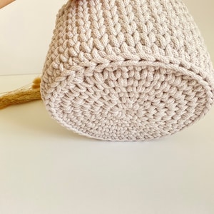 Crochet Basket With Handles, Storage Basket, Home Décor, Recycled Cotton Cord Basket image 4