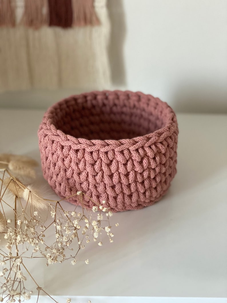 Small Crochet Basket, Storage Basket, Home Décor, Rope Basket, Cord Basket imagem 1