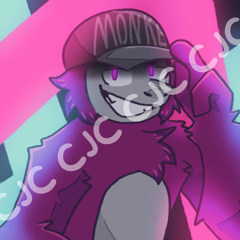 Original Gorilla Tag PFP Cap Monke, PNG Purple Monkey VR Gamer