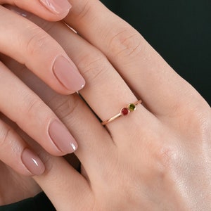 Custom Bezel Cut Birthstone Ring • Custom Family Ring • Glamorous Jewelry • Meaningful Mothers Gift • Tiny Delicate Ring