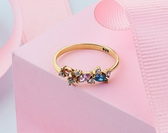 Custom Oval Cut Birthstone Ring • 925 Sterling Silver Personalized Family Ring • Special Gift For Mom