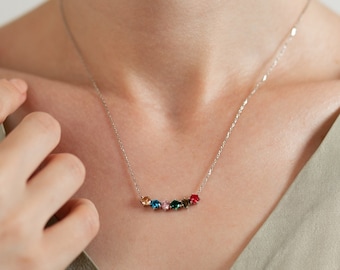 Family Birthstone Necklace • Gemstone Necklace • 925 Sterling Silver | Gold Filled | Rose Gold Jewelry • Birthday Gift • Christmas Gift