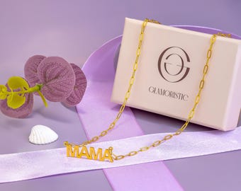 16 inches Mama Necklace • 18K Gold Stainless Steel Mama Necklace • Women Necklace