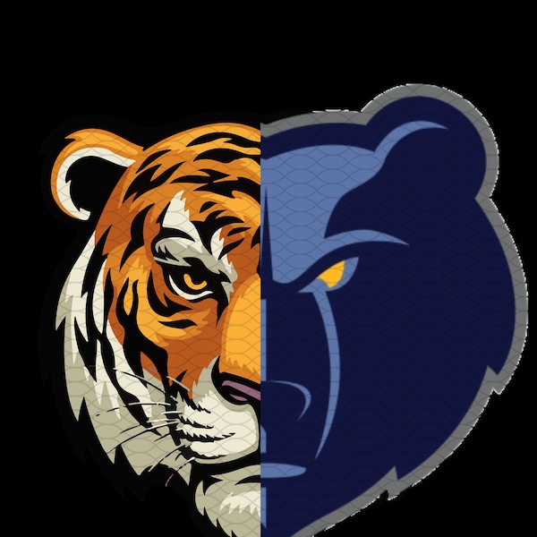 Memphis tiger/grizzlie Logo Mash Up, 4k transparent PNG,SVG