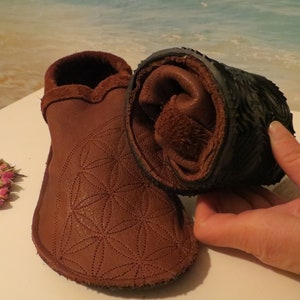Barefoot shoes organic leather brown (Ecopell), Barefoot Shoes, color selection, flower of life
