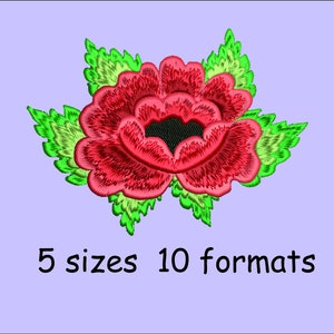 Poppy, Flower, Machine Embroidery Design, 5 sizes, 10 formats.
