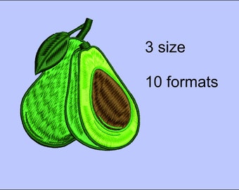 Avocado Machine Embroidery Design, 3 sizes