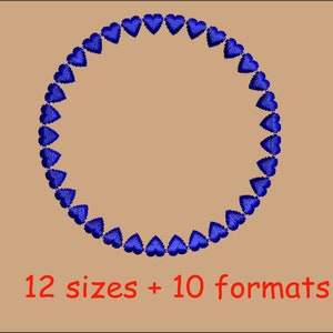 Circle Hearts Machine Embroidery Design, 12 sizes, 10 formats. Instant Download