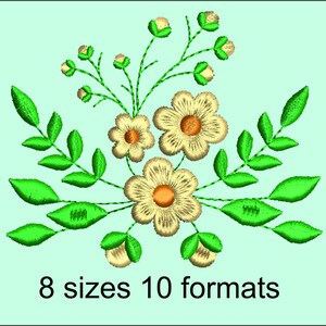 Flowers, Machine Embroidery Design, 8 sizes, 10 formats. Instant Download
